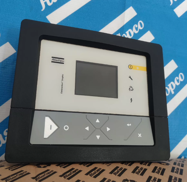 Genuine Elektronikon Mk5 Graphic Controller Panel for Atlas Copco Air Compressor GA37/GA55 1900520012, front view, white background
