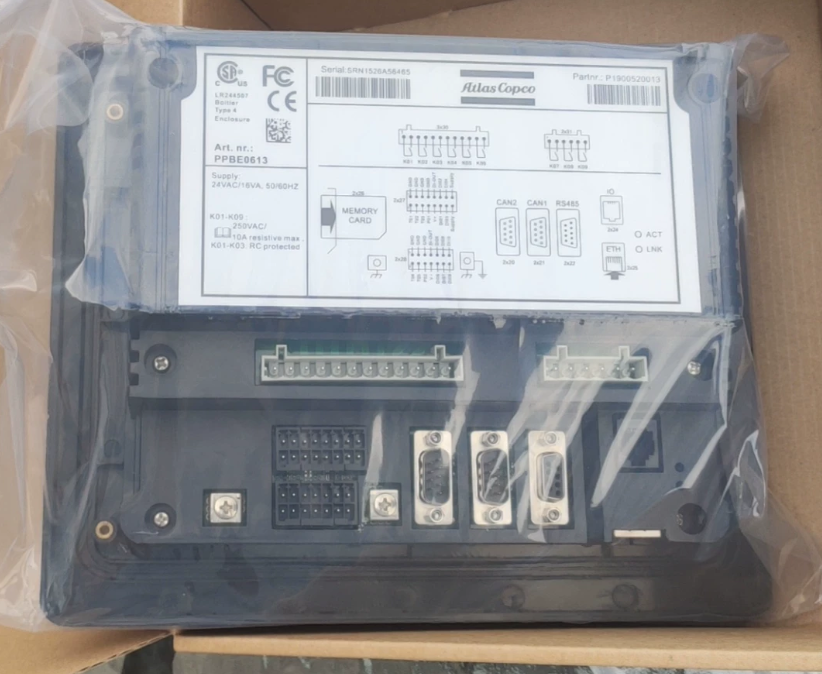 Genuine Elektronikon Mk5 Graphic Controller for Atlas Copco Air Compressor 1900520013, front view, white background