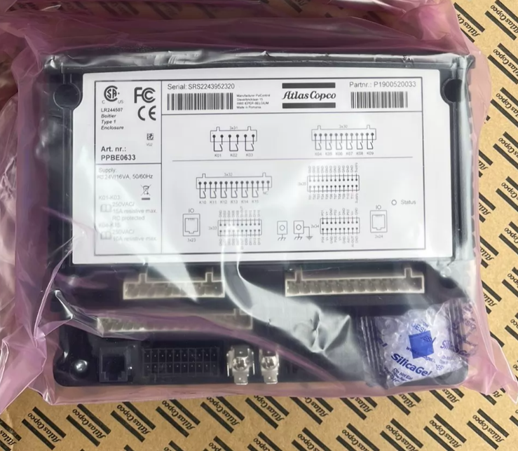 Genuine Elektronikon Mk5 I/O2 Expansion Module for Atlas Copco Air Compressor 1900520037, front view, white background