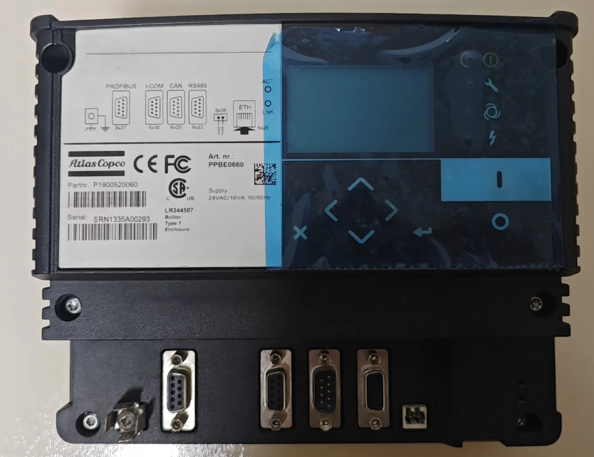 Genuine Elektronikon Mk5 Gateway Module for Atlas Copco Air Compressor 1900520060, front view, white background