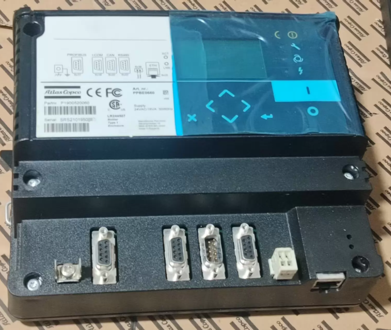 Genuine Elektronikon Mk5S Touch Controller Panel for Atlas Copco Air Compressor 1900520520, front view, white background