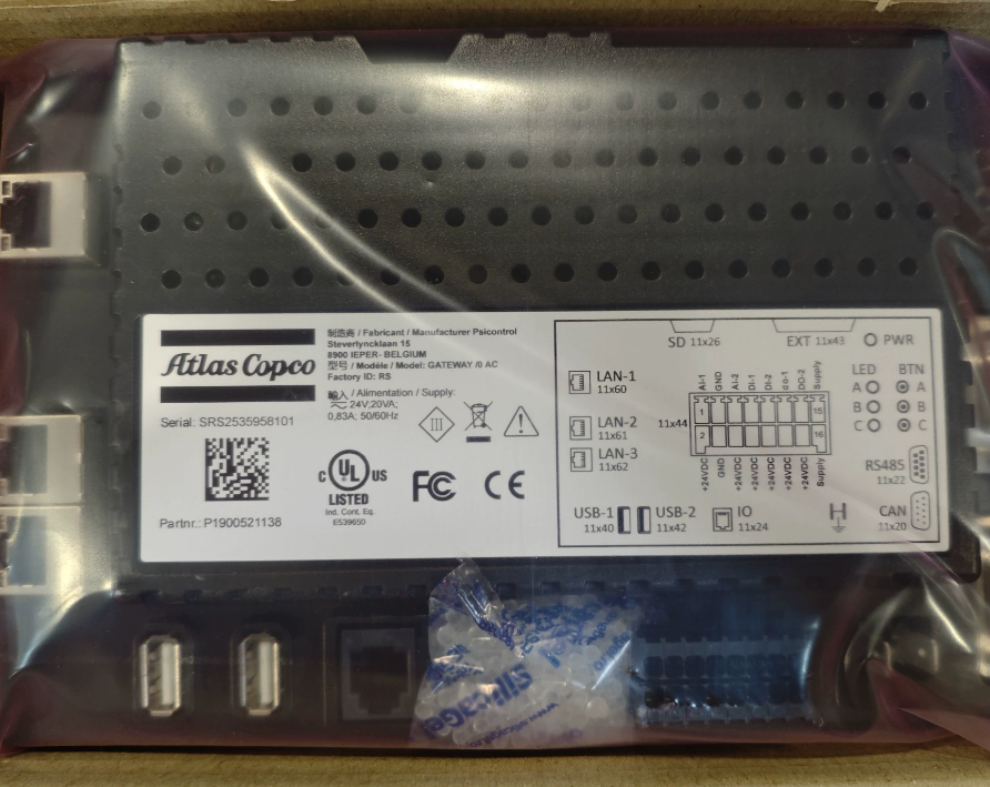 Genuine Elektronikon Gateway / Communication Module for Atlas Copco Air Compressor 1900521138, front view, white background